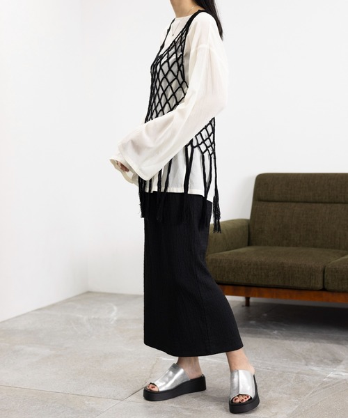 LEPSIM（レプシィム）の「ドライシアープルオーバー　992111（Tシャツ/カットソー・レディース・サンドベージュ/チャコールグレー/オフホワイト・FREE）」の6枚目の写真