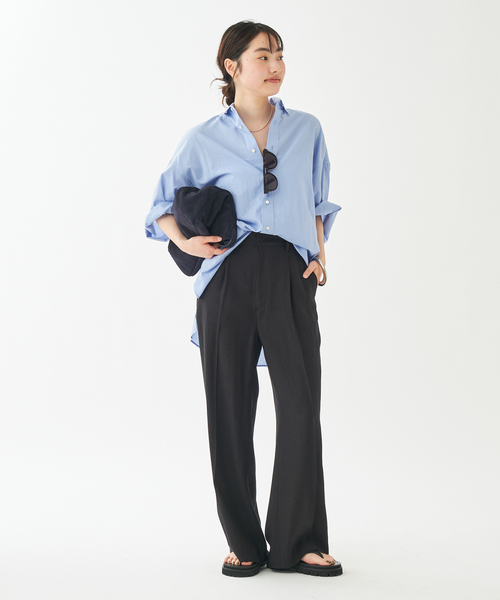 plage(プラージュ)の「《追加》washable linen混 ハイウエストパンツ(スラックス・レディース・ブラック/オレンジ系その他/ホワイト/ウッド・34/36/38/40)」の5枚目の写真