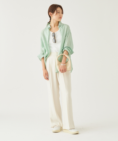 plage(プラージュ)の「《追加》washable linen混 ハイウエストパンツ(スラックス・レディース・ブラック/オレンジ系その他/ホワイト/ウッド・34/36/38/40)」の7枚目の写真