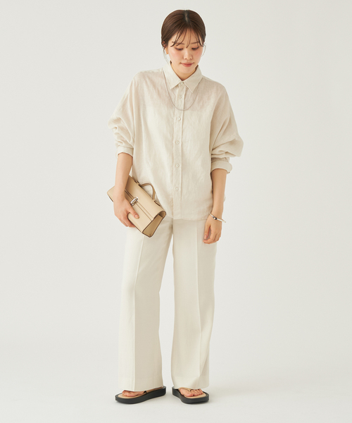 plage(プラージュ)の「《追加》washable linen混 ハイウエストパンツ(スラックス・レディース・ブラック/オレンジ系その他/ホワイト/ウッド・34/36/38/40)」の9枚目の写真