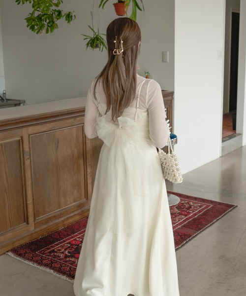 Ambre Neige（アンブルネージュ）の「袖リボンチュールトップス/WEB/EC限定商品（Tシャツ/カットソー・レディース・アイボリー/ブラック/ライトグリーン/チャコールグレー・FREE）」の7枚目の写真