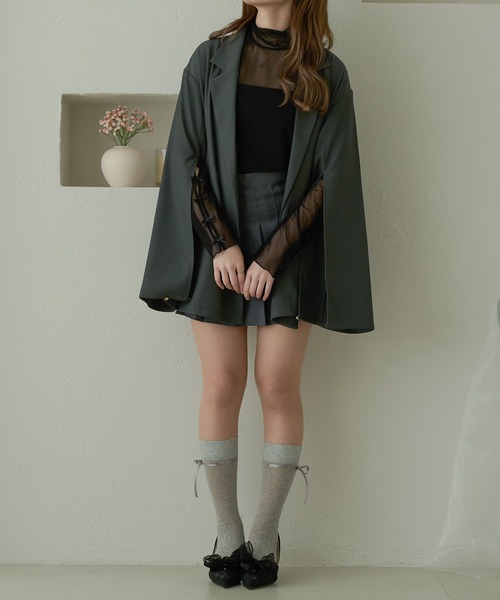 Ambre Neige（アンブルネージュ）の「袖リボンチュールトップス/WEB/EC限定商品（Tシャツ/カットソー・レディース・アイボリー/ブラック/ライトグリーン/チャコールグレー・FREE）」の12枚目の写真