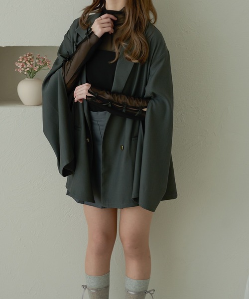 Ambre Neige（アンブルネージュ）の「袖リボンチュールトップス/WEB/EC限定商品（Tシャツ/カットソー・レディース・アイボリー/ブラック/ライトグリーン/チャコールグレー・FREE）」の10枚目の写真