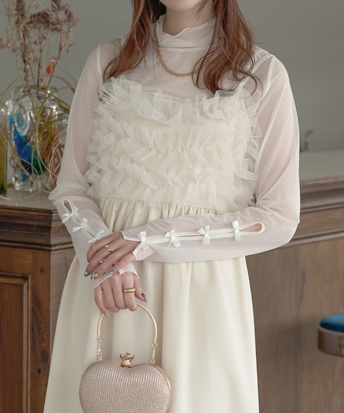 Ambre Neige（アンブルネージュ）の「袖リボンチュールトップス/WEB/EC限定商品（Tシャツ/カットソー・レディース・アイボリー/ブラック/ライトグリーン/チャコールグレー・FREE）」の19枚目の写真