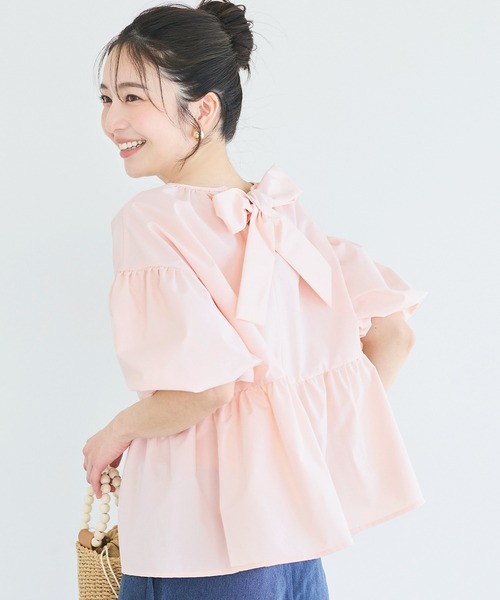 coca（coca）（コカ）の「パリフワバックリボンブラウス（シャツ/ブラウス・レディース・ブラック/ホワイト/ドット/ライトブルー/ライトピンク・M/L/S）」の4枚目の写真