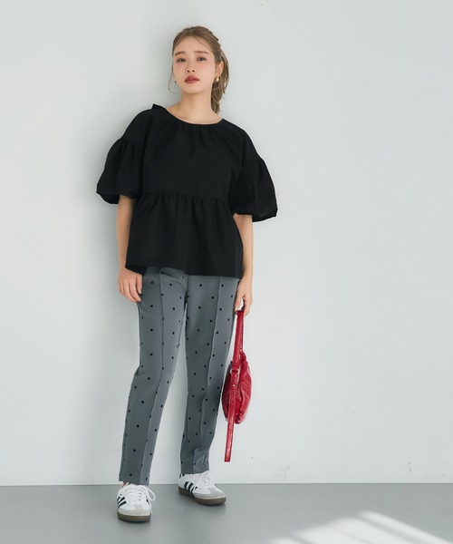 coca（coca）（コカ）の「パリフワバックリボンブラウス（シャツ/ブラウス・レディース・ブラック/ホワイト/ドット/ライトブルー・M/L/S）」の13枚目の写真