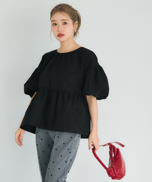 coca（coca）（コカ）の「パリフワバックリボンブラウス（シャツ/ブラウス・レディース・ブラック/ホワイト/ドット/ライトブルー・M/L/S）」の15枚目の写真