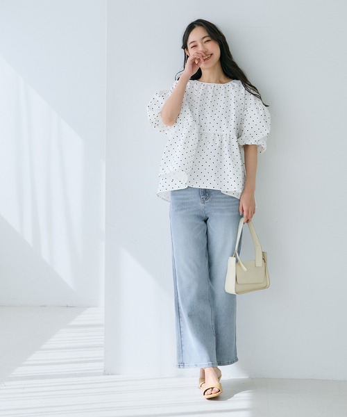 coca（coca）（コカ）の「パリフワバックリボンブラウス（シャツ/ブラウス・レディース・ブラック/ホワイト/ドット/ライトブルー・M/L/S）」の17枚目の写真