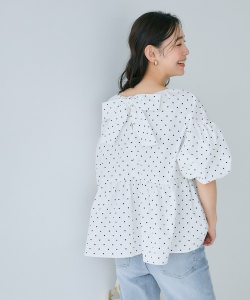 coca（coca）（コカ）の「パリフワバックリボンブラウス（シャツ/ブラウス・レディース・ブラック/ホワイト/ドット/ライトブルー・M/L/S）」の20枚目の写真
