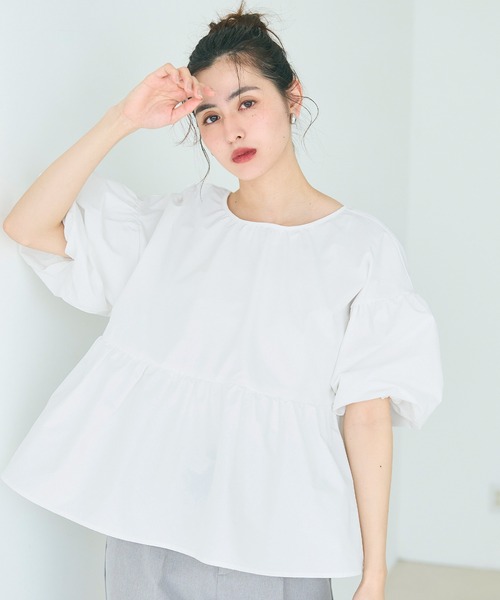 coca（coca）（コカ）の「パリフワバックリボンブラウス（シャツ/ブラウス・レディース・ブラック/ホワイト/ドット/ライトブルー・M/L/S）」の8枚目の写真