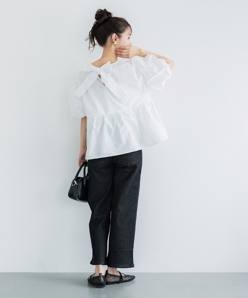 coca（coca）（コカ）の「パリフワバックリボンブラウス（シャツ/ブラウス・レディース・ブラック/ホワイト/ドット/ライトブルー/ライトピンク・M/L/S）」の16枚目の写真