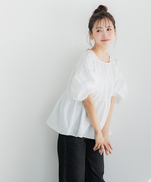 coca（coca）（コカ）の「パリフワバックリボンブラウス（シャツ/ブラウス・レディース・ブラック/ホワイト/ドット/ライトブルー/ライトピンク・M/L/S）」の17枚目の写真