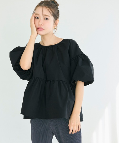 coca（coca）（コカ）の「パリフワバックリボンブラウス（シャツ/ブラウス・レディース・ブラック/ホワイト/ドット/ライトブルー/ライトピンク・M/L/S）」の18枚目の写真