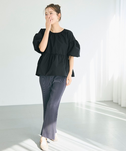 coca（coca）（コカ）の「パリフワバックリボンブラウス（シャツ/ブラウス・レディース・ブラック/ホワイト/ドット/ライトブルー/ライトピンク・M/L/S）」の20枚目の写真