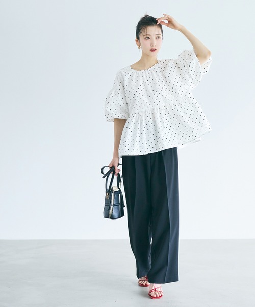 coca（coca）（コカ）の「パリフワバックリボンブラウス（シャツ/ブラウス・レディース・ブラック/ホワイト/ドット/ライトブルー/ライトピンク・M/L/S）」の22枚目の写真