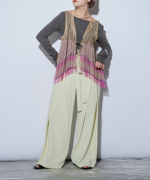 Ezick ANNONIM（エジックアノニム）の「Back band チュールギャザードロストベスト（ベスト・レディース・ブラック/ベージュ系その他/ブラック×ブルー・FREE）」の7枚目の写真