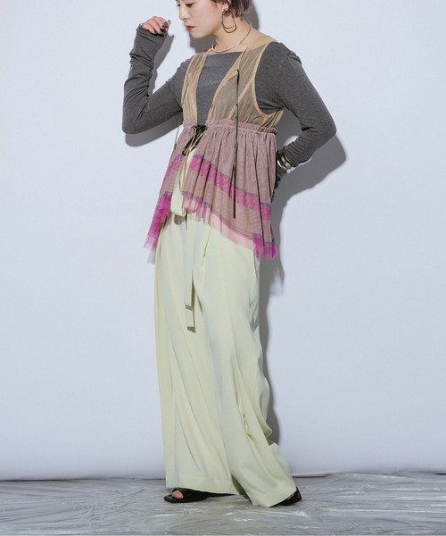 Ezick ANNONIM（エジックアノニム）の「Back band チュールギャザードロストベスト（ベスト・レディース・ブラック/ベージュ系その他/ブラック×ブルー・FREE）」の8枚目の写真