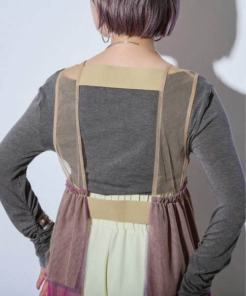 Ezick ANNONIM（エジックアノニム）の「Back band チュールギャザードロストベスト（ベスト・レディース・ブラック/ベージュ系その他/ブラック×ブルー・FREE）」の13枚目の写真