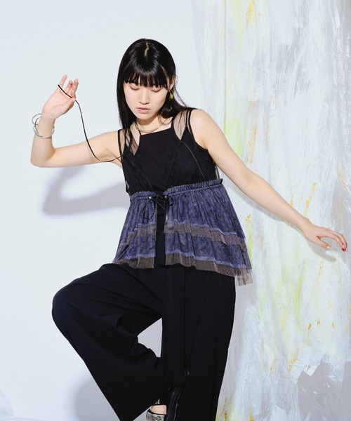 Ezick ANNONIM（エジックアノニム）の「Back band チュールギャザードロストベスト（ベスト・レディース・ブラック/ベージュ系その他/ブラック×ブルー・FREE）」の21枚目の写真