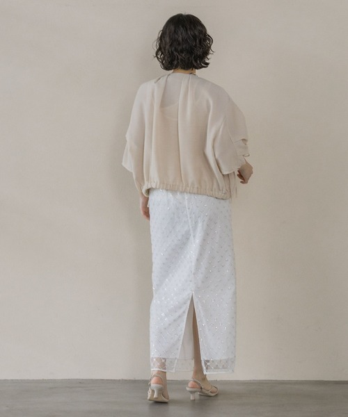 A part by（アパートバイ）の「ドロストメッシュブルゾン（ブルゾン・レディース・アイボリー/ブラック/グレー系その他・FREE）」の7枚目の写真