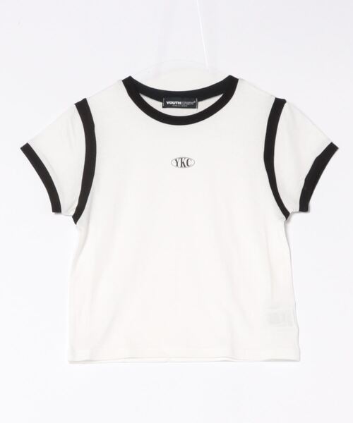 YOUTHKREW（ユースクルー）の「YOUTHKREW／スリムクロップＴ  2122438（Tシャツ/カットソー・レディース・ブラック/ホワイト・FREE）」の4枚目の写真