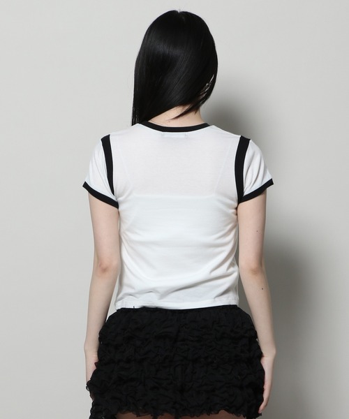 YOUTHKREW（ユースクルー）の「YOUTHKREW／スリムクロップＴ  2122438（Tシャツ/カットソー・レディース・ブラック/ホワイト・FREE）」の12枚目の写真