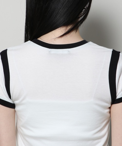 YOUTHKREW（ユースクルー）の「YOUTHKREW／スリムクロップＴ  2122438（Tシャツ/カットソー・レディース・ブラック/ホワイト・FREE）」の11枚目の写真