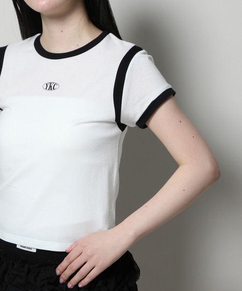 YOUTHKREW（ユースクルー）の「YOUTHKREW／スリムクロップＴ  2122438（Tシャツ/カットソー・レディース・ブラック/ホワイト・FREE）」の9枚目の写真