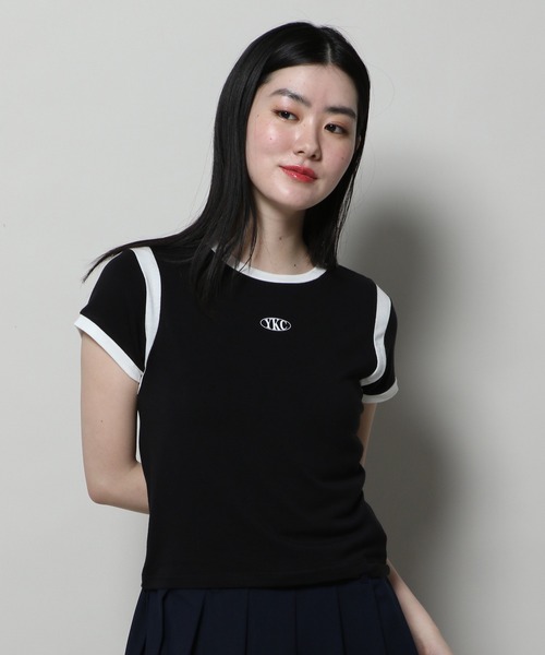 YOUTHKREW（ユースクルー）の「YOUTHKREW／スリムクロップＴ  2122438（Tシャツ/カットソー・レディース・ブラック/ホワイト・FREE）」の21枚目の写真