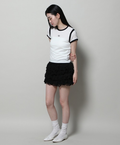 YOUTHKREW（ユースクルー）の「YOUTHKREW／スリムクロップＴ  2122438（Tシャツ/カットソー・レディース・ブラック/ホワイト・FREE）」の18枚目の写真