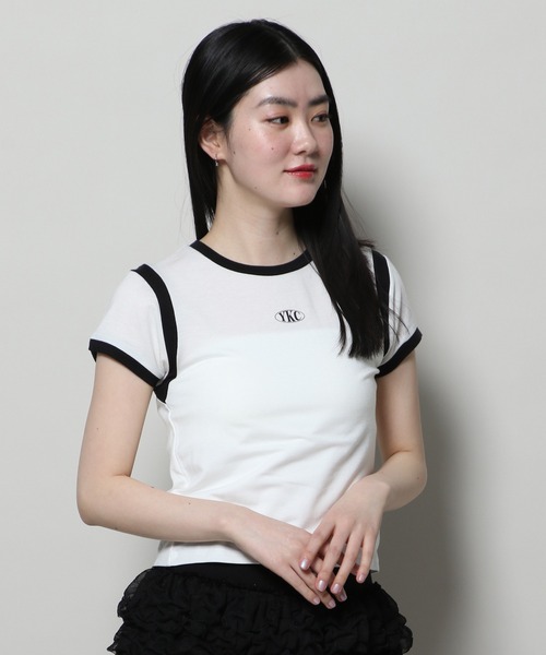 YOUTHKREW（ユースクルー）の「YOUTHKREW／スリムクロップＴ  2122438（Tシャツ/カットソー・レディース・ブラック/ホワイト・FREE）」の16枚目の写真