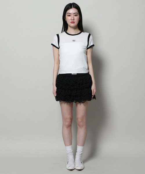 YOUTHKREW（ユースクルー）の「YOUTHKREW／スリムクロップＴ  2122438（Tシャツ/カットソー・レディース・ブラック/ホワイト・FREE）」の15枚目の写真