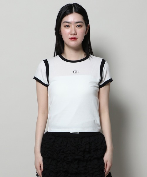 YOUTHKREW（ユースクルー）の「YOUTHKREW／スリムクロップＴ  2122438（Tシャツ/カットソー・レディース・ブラック/ホワイト・FREE）」の14枚目の写真