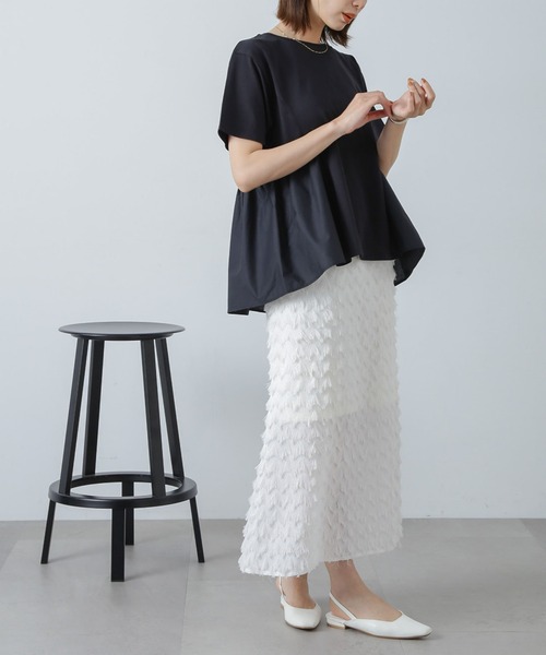 NANO universe（ナノユニバース）の「布帛コンビギャザーカットトップス（Tシャツ/カットソー・レディース・ホワイト/ブルーグレー/ブラック・FREE）」の15枚目の写真