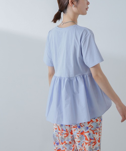 NANO universe（ナノユニバース）の「布帛コンビギャザーカットトップス（Tシャツ/カットソー・レディース・ホワイト/ブルーグレー/ブラック・FREE）」の20枚目の写真