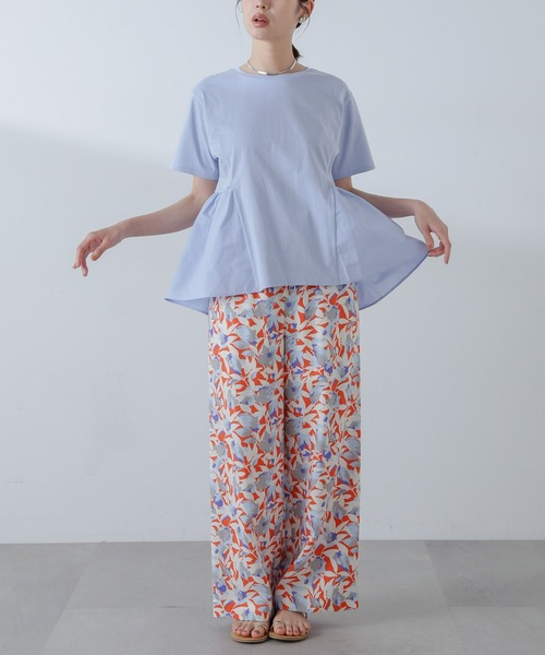 NANO universe（ナノユニバース）の「布帛コンビギャザーカットトップス（Tシャツ/カットソー・レディース・ホワイト/ブルーグレー/ブラック・FREE）」の21枚目の写真