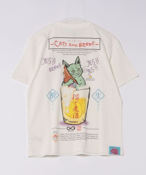 go slow caravan（ゴースローキャラバン）の「猫と麦酒TEE～無限麦酒～（Tシャツ/カットソー・メンズ・ブラック/ホワイト・X-LARGE/LARGE/MEDIUM/SMALL）」の3枚目の写真