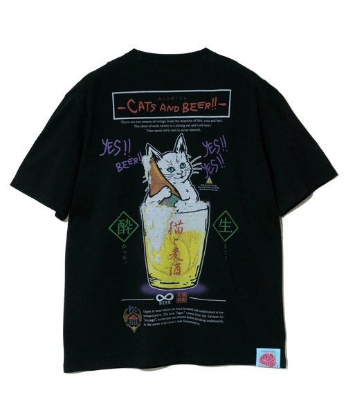 go slow caravan（ゴースローキャラバン）の「猫と麦酒TEE～無限麦酒～（Tシャツ/カットソー・メンズ・ブラック/ホワイト・X-LARGE/LARGE/MEDIUM/SMALL）」の10枚目の写真