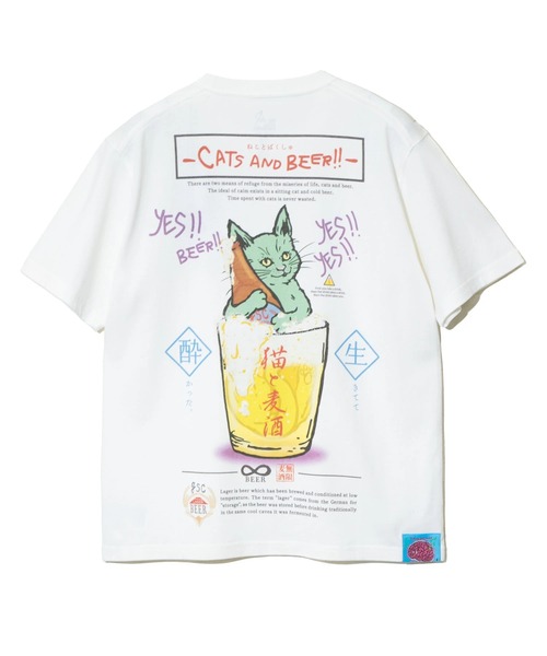 go slow caravan（ゴースローキャラバン）の「猫と麦酒TEE～無限麦酒～（Tシャツ/カットソー・メンズ・ブラック/ホワイト・X-LARGE/LARGE/MEDIUM/SMALL）」の15枚目の写真