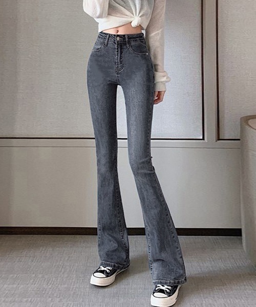 Miniministore（ミニミニストア）の「フレアデニムパンツ ストレッチパンツ韓国（デニムパンツ・レディース・ブラック/サックスブルー/チャコールグレー・L/S/XL/M/XXL）」の9枚目の写真