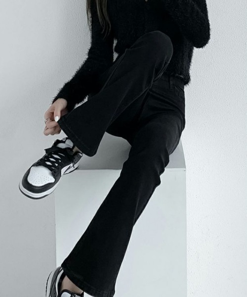 Miniministore（ミニミニストア）の「フレアデニムパンツ ストレッチパンツ韓国（デニムパンツ・レディース・ブラック/サックスブルー/チャコールグレー・L/S/XL/M/XXL）」の14枚目の写真