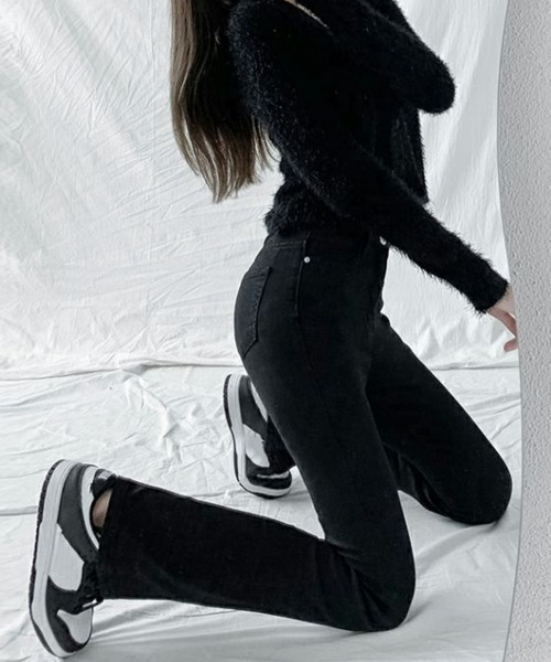 Miniministore（ミニミニストア）の「フレアデニムパンツ ストレッチパンツ韓国（デニムパンツ・レディース・ブラック/サックスブルー/チャコールグレー・L/S/XL/M/XXL）」の15枚目の写真