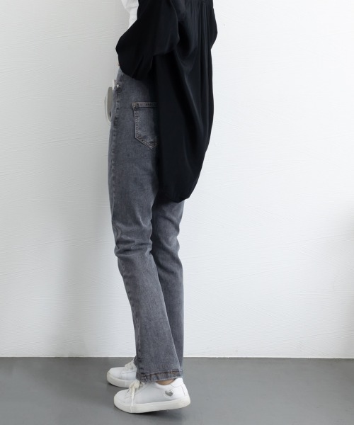 Miniministore（ミニミニストア）の「フレアデニムパンツ ストレッチパンツ韓国（デニムパンツ・レディース・ブラック/サックスブルー/チャコールグレー・L/S/XL/M/XXL）」の19枚目の写真