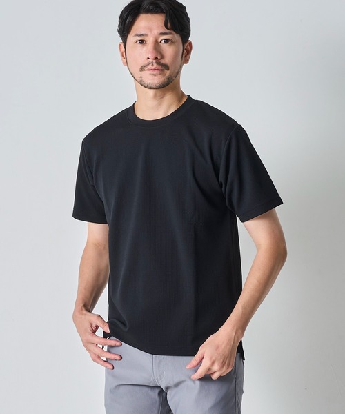 TETE HOMME（テットオム）の「ジャガードストレッチクルーネックTシャツ（Tシャツ/カットソー・メンズ・ブラック/グリーン/ホワイト/チャコールグレー・MEDIUM/LARGE/X-LARGE）」の3枚目の写真
