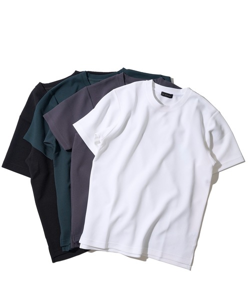 TETE HOMME（テットオム）の「ジャガードストレッチクルーネックTシャツ（Tシャツ/カットソー・メンズ・ブラック/グリーン/ホワイト/チャコールグレー・MEDIUM/LARGE/X-LARGE）」の5枚目の写真