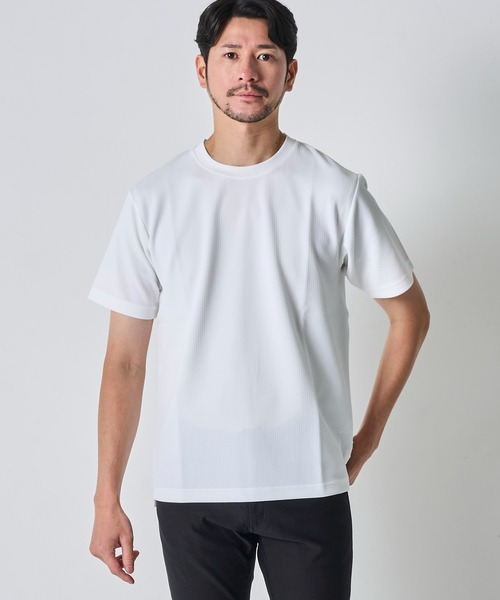 TETE HOMME（テットオム）の「ジャガードストレッチクルーネックTシャツ（Tシャツ/カットソー・メンズ・ブラック/グリーン/ホワイト/チャコールグレー・MEDIUM/LARGE/X-LARGE）」の14枚目の写真