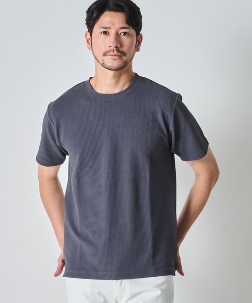 TETE HOMME（テットオム）の「ジャガードストレッチクルーネックTシャツ（Tシャツ/カットソー・メンズ・ブラック/グリーン/ホワイト/チャコールグレー・MEDIUM/LARGE/X-LARGE）」の16枚目の写真