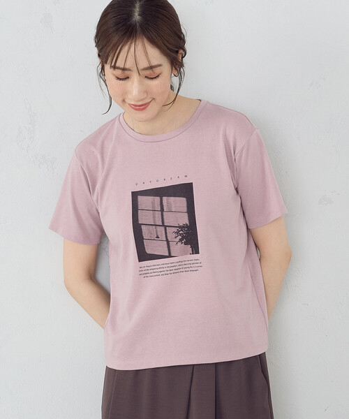COMME CA ISM（コムサイズム）の「フォトプリント半袖Ｔシャツ（Tシャツ/カットソー・レディース・チャコール/ライトグレー/ピンク/アイボリー・SMALL/MEDIUM/LARGE）」の4枚目の写真