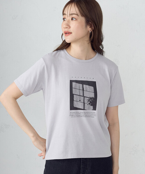 COMME CA ISM（コムサイズム）の「フォトプリント半袖Ｔシャツ（Tシャツ/カットソー・レディース・チャコール/ライトグレー/ピンク/アイボリー・SMALL/MEDIUM/LARGE）」の9枚目の写真