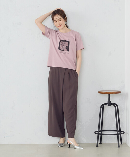 COMME CA ISM（コムサイズム）の「フォトプリント半袖Ｔシャツ（Tシャツ/カットソー・レディース・チャコール/ライトグレー/ピンク/アイボリー・SMALL/MEDIUM/LARGE）」の12枚目の写真
